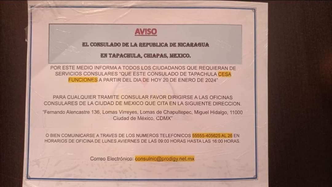Cercan a migrantes; cierran Consulado de Nicaragua en Tapachula