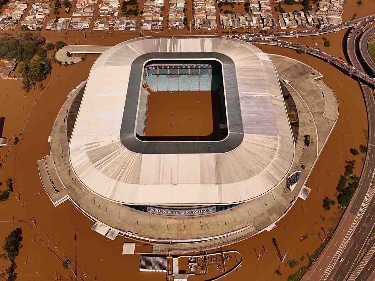 Tremendas imágenes aéreas de estadios inundados en Brasil
