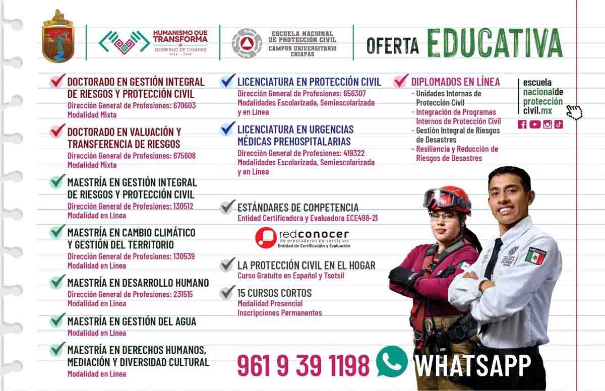 Escuela Nacional de Protección Civil de Chiapas abre convocatoria 2026 para nuevo ingreso