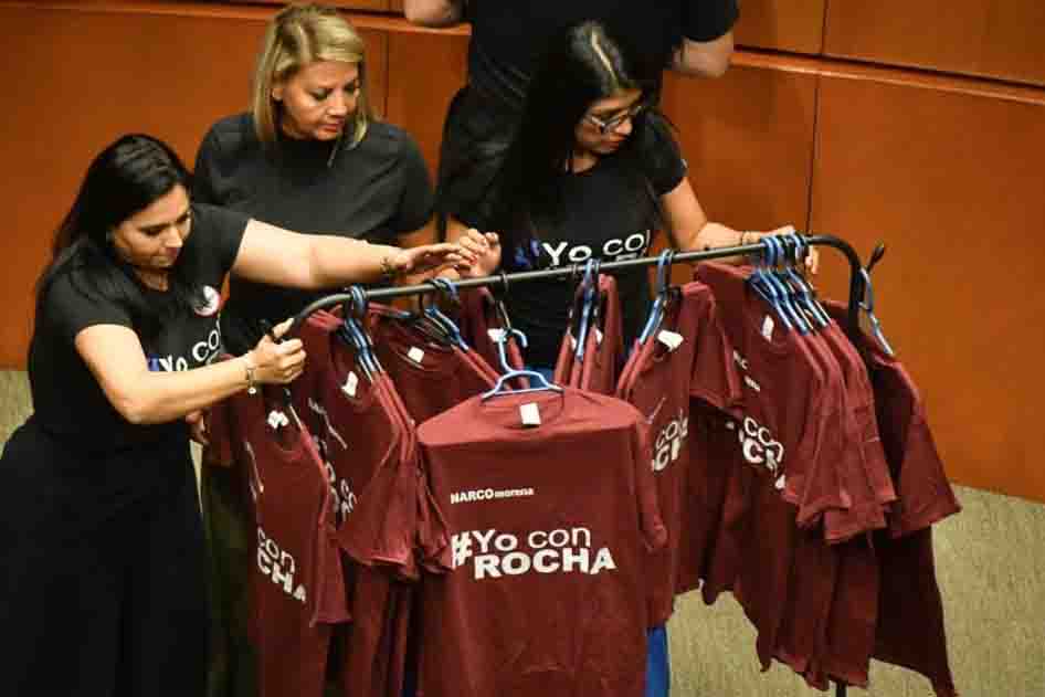 Playeras “Yo con Maru” y “Yo con Rocha” tensan ambiente en el Senado