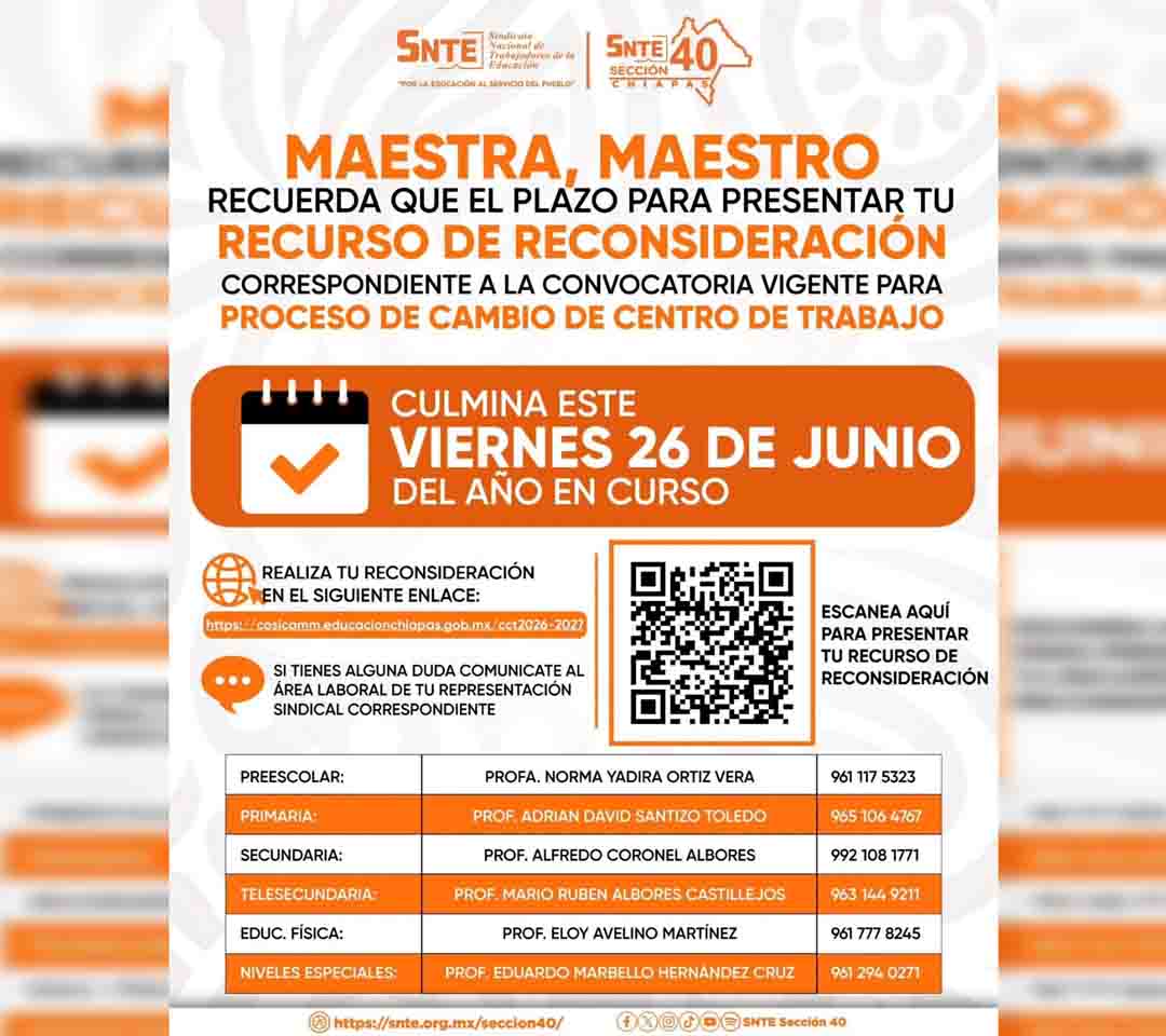 Aviso para maestros y maestras de la Sección 40