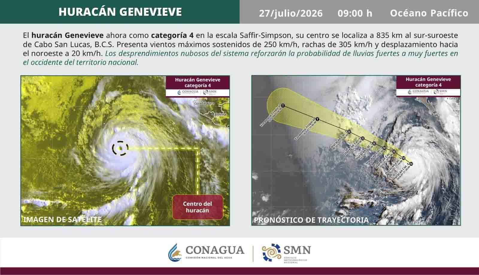 Huracán Genevieve no representa riesgo para Chiapas