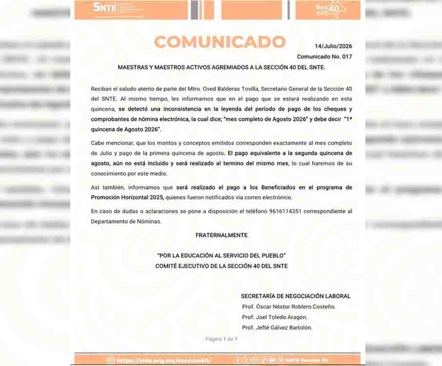 Aclara Sección 40 error en comprobantes de pago