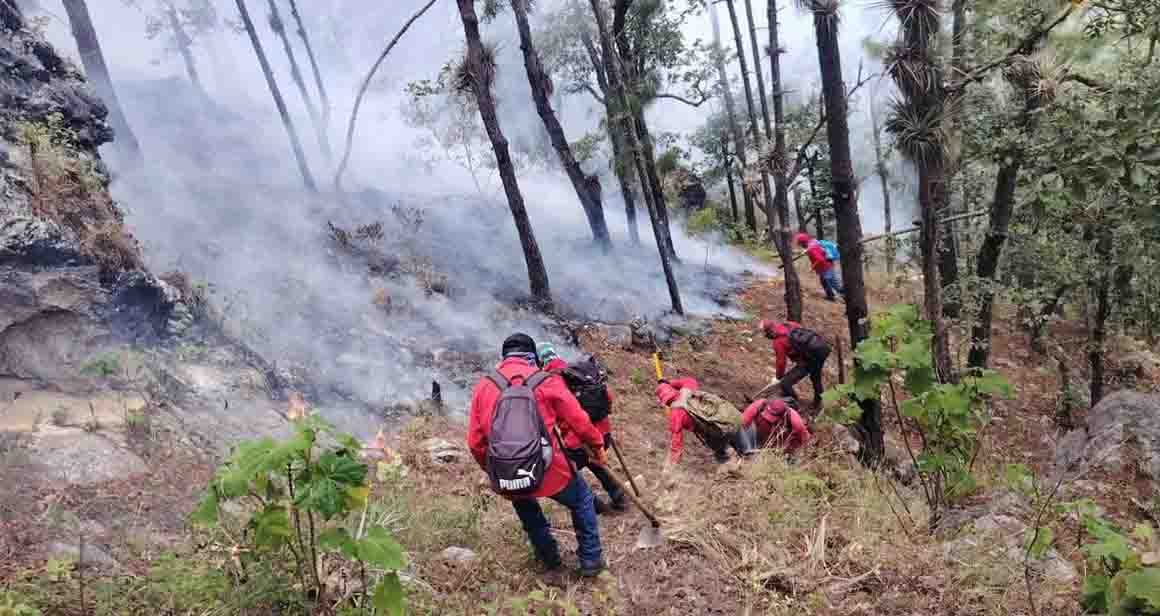 Atienden brigada municipal incendio registrado en la reserva de Quenvo