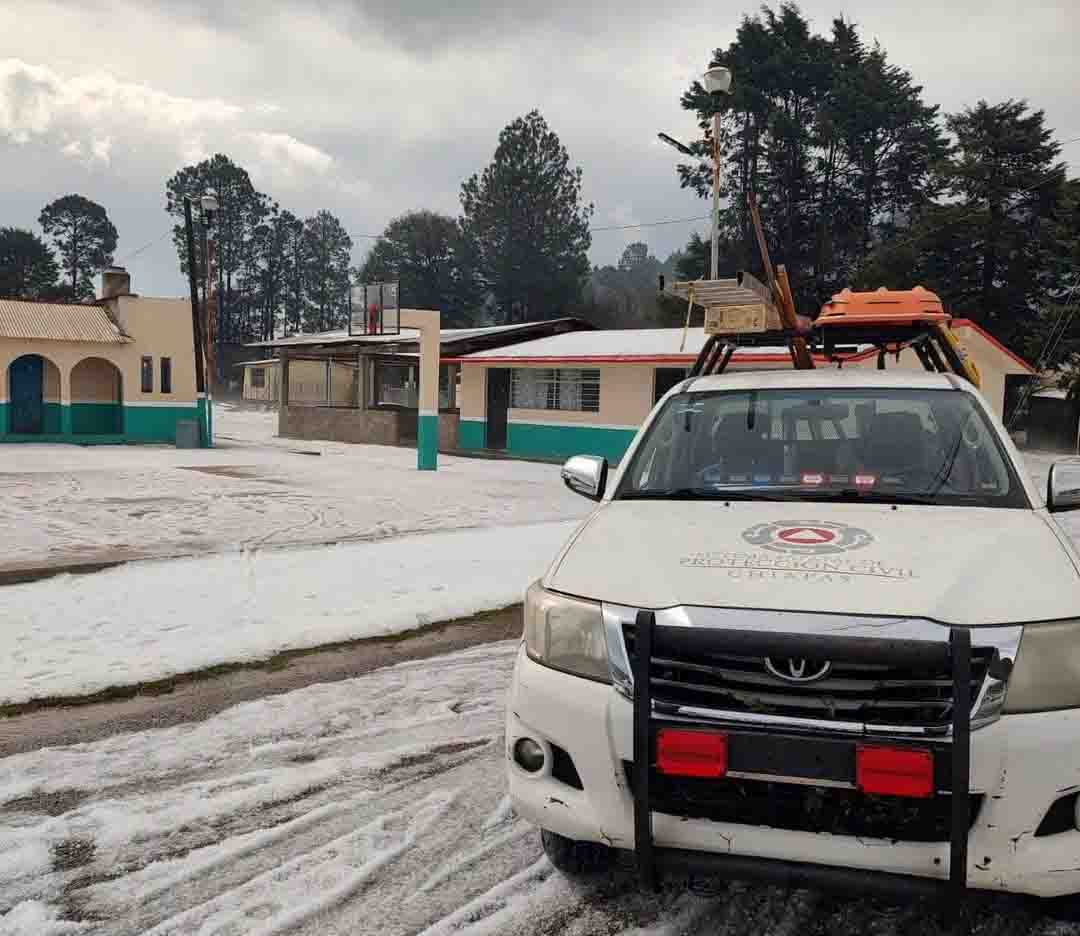 Protección Civil supervisa comunidades tras granizada y no reporta afectaciones
